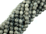 Black Fossil Jasper Beads, 8mm(8.3mm) Round Beads-Gems: Round & Faceted-BeadDirect