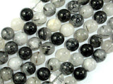 Black Rutilated Quartz Beads, 10mm Round Beads-Gems: Round & Faceted-BeadDirect