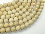 White Fossil Jasper Beads, 10mm (10.5mm) Round Beads-Gems: Round & Faceted-BeadDirect