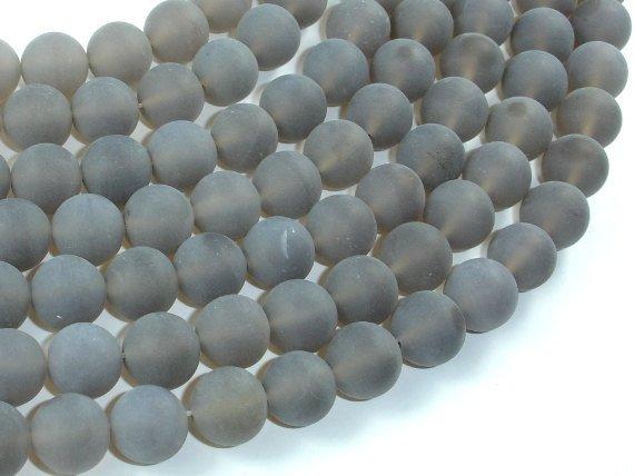 Matte Gray Agate Beads, 10mm Round Beads-Gems: Round & Faceted-BeadDirect