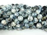 Dragon Vein Agate Beads, Gray & White, 8mm Faceted Round Beads-Agate: Round & Faceted-BeadDirect