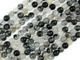 Black Rutilated Quartz Beads, 6mm Round Beads-Gems: Round & Faceted-BeadDirect