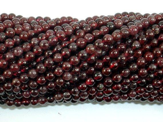 Red Garnet Beads, 3.5mm Round Beads-Gems: Round & Faceted-BeadDirect