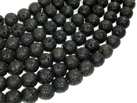 Black Lava Beads, 12mm Round Beads-Gems: Round & Faceted-BeadDirect