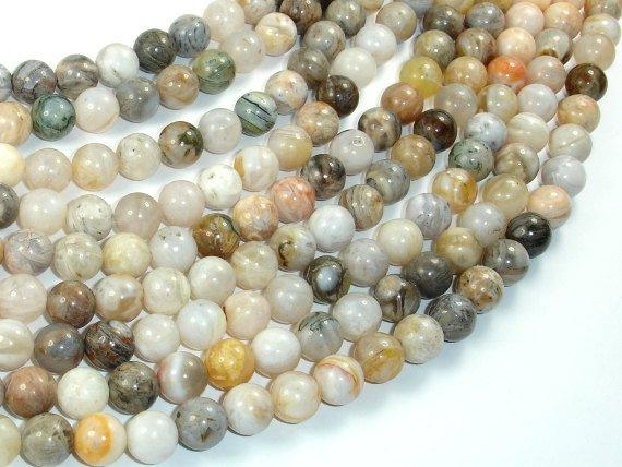 Bamboo Leaf Agate, 8mm (8.3 mm) Round Beads-Gems: Round & Faceted-BeadDirect