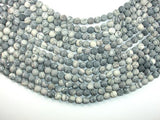 Matte Black Line/ Spider Web Jasper, Silk Stone, 8mm Round beads-Gems: Round & Faceted-BeadDirect