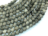 Black Fossil Jasper Beads, 8mm(8.3mm) Round Beads-Gems: Round & Faceted-BeadDirect