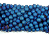 Druzy Agate Beads, Blue Geode Beads, 6mm, Round-Agate: Round & Faceted-BeadDirect