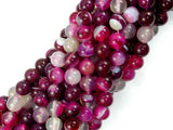 Banded Agate Beads, Fuchsia Agate, 8mm Round Beads-Agate: Round & Faceted-BeadDirect