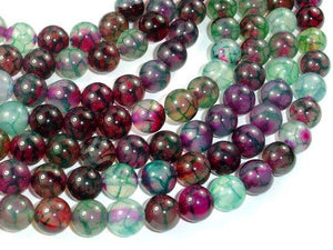 Dragon Vein Agate Beads, Green & Fuchsia, 10mm Round-Agate: Round & Faceted-BeadDirect