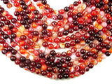 Banded Agate Beads, Red & White, 8mm Round-Agate: Round & Faceted-BeadDirect