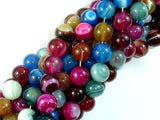 Banded Agate Beads, Striped Agate, Multi Colored, 10mm Round Beads-Agate: Round & Faceted-BeadDirect
