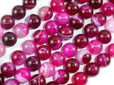 Banded Agate Beads, Striped Agate, Fuchsia, 10mm Round Beads-Agate: Round & Faceted-BeadDirect