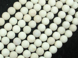 Matte White Fossil Jasper Beads, 8mm Round Beads-Gems: Round & Faceted-BeadDirect