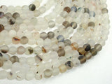 Frosted Matte Agate-White, Gray, 6mm Round Beads-Agate: Round & Faceted-BeadDirect