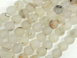 Frosted Matte Agate-White, Gray, 10mm Round Beads-Agate: Round & Faceted-BeadDirect