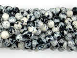 Rain Flower Stone Beads, Black, White, 6mm Round Beads-Gems: Round & Faceted-BeadDirect