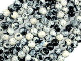Rain Flower Stone Beads, Black, White, 6mm Round Beads-Gems: Round & Faceted-BeadDirect