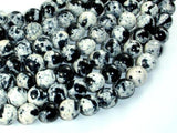 Rain Flower Stone, Round Beads, Black, White, 10mm-Gems: Round & Faceted-BeadDirect