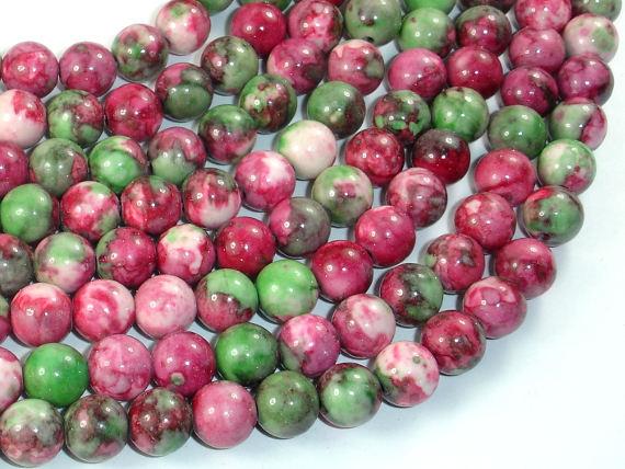 Rain Flower Stone, Red, Green, 8mm Round Beads-Gems: Round & Faceted-BeadDirect