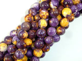 Rain Flower Stone, Purple, Yellow, 10mm Round Beads-Gems: Round & Faceted-BeadDirect