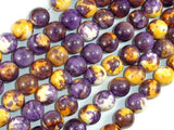 Rain Flower Stone, Purple, Yellow, 10mm Round Beads-Gems: Round & Faceted-BeadDirect