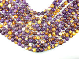 Rain Flower Stone, Purple, Yellow, 10mm Round Beads-Gems: Round & Faceted-BeadDirect