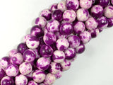 Rain Flower Stone, Purple, White, 10mm Round Beads-Gems: Round & Faceted-BeadDirect