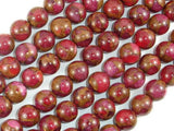 Mosaic Stone Beads, Red, 10mm Round Beads-Gems: Round & Faceted-BeadDirect