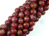 Mosaic Stone Beads, Red, 10mm Round Beads-Gems: Round & Faceted-BeadDirect