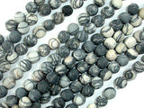 Matte Black Line/ Spider Web Jasper, Silk Stone, 6mm-Gems: Round & Faceted-BeadDirect
