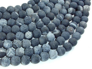 Frosted Matte Agate - Gray, 10mm Round Beads-Agate: Round & Faceted-BeadDirect