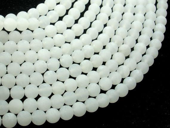 Matte White Jade Beads, 6mm Round Beads-Gems: Round & Faceted-BeadDirect