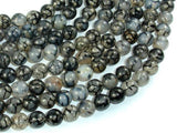 Dragon Vein Agate Beads, Black & White, 8mm Round Beads-Agate: Round & Faceted-BeadDirect