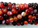 Banded Agate Beads, Red & White, 8mm Round-Agate: Round & Faceted-BeadDirect