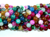 Banded Agate Beads, Striped Agate, Multi Colored, 6mm Round-Agate: Round & Faceted-BeadDirect