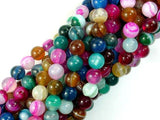 Banded Agate Beads, Striped Agate, Multi Colored, 6mm Round-Agate: Round & Faceted-BeadDirect