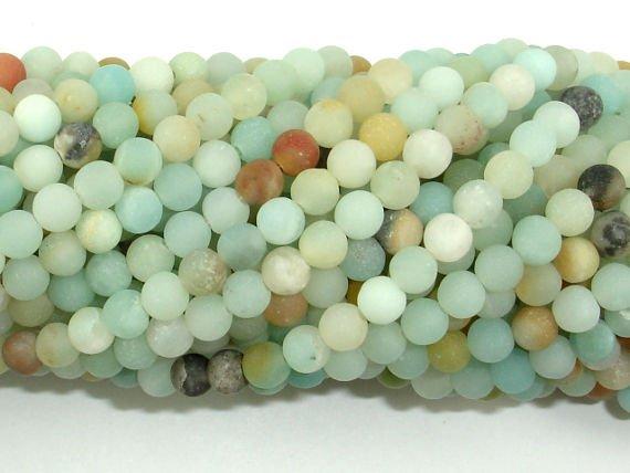 Matte Amazonite Beads, 4mm Round Beads,-Gems: Round & Faceted-BeadDirect