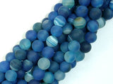 Matte Banded Agate Beads, Blue, 8mm Round Beads-Agate: Round & Faceted-BeadDirect
