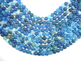 Matte Banded Agate Beads, Blue, 8mm Round Beads-Agate: Round & Faceted-BeadDirect