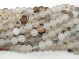 Frosted Matte Agate-White, Gray, 6mm Round Beads-Agate: Round & Faceted-BeadDirect