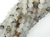Frosted Matte Agate-White, Gray, 6mm Round Beads-Agate: Round & Faceted-BeadDirect