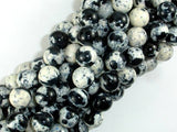 Rain Flower Stone, Round Beads, Black, White, 10mm-Gems: Round & Faceted-BeadDirect