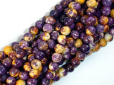 Rain Flower Stone, Purple, Yellow, 6mm Round Beads-Gems: Round & Faceted-BeadDirect