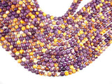 Rain Flower Stone, Purple, Yellow, 6mm Round Beads-Gems: Round & Faceted-BeadDirect