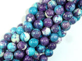 Rain Flower Stone Beads, Blue, Purple, 10mm Round Beads-Gems: Round & Faceted-BeadDirect