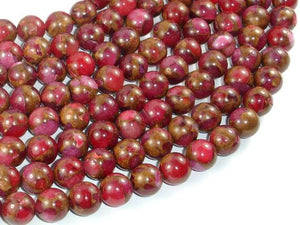 Mosaic Stone Beads, Red, 10mm Round Beads-Gems: Round & Faceted-BeadDirect