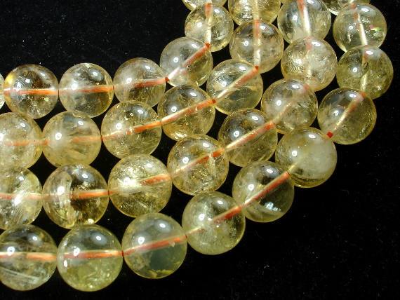 Genuine Citrine Beads, 12mm Round Beads-Gems: Round & Faceted-BeadDirect