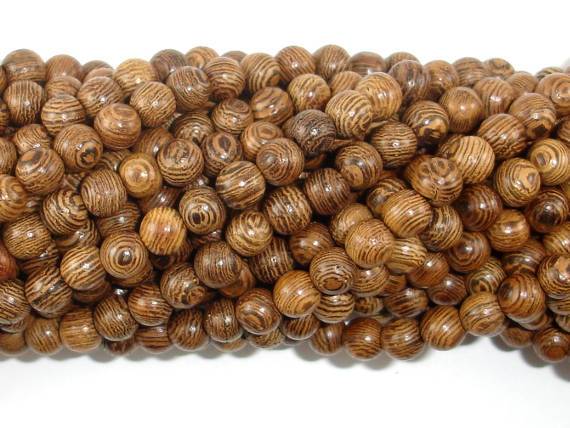 Wenge Wood Beads, 6mm(6.3mm) Round Beads, 25 Inch-Wood-BeadDirect