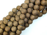 Druzy Agate Beads, Geode Beads, Matte Golden Brown, 10mm-Agate: Round & Faceted-BeadDirect